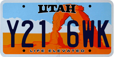 UT license plate Y216WK
