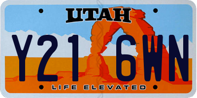 UT license plate Y216WN