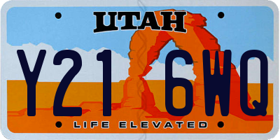 UT license plate Y216WQ