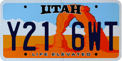 UT license plate Y216WT