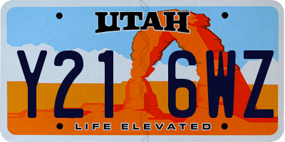 UT license plate Y216WZ