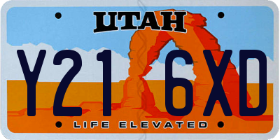 UT license plate Y216XD