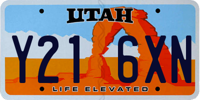 UT license plate Y216XN