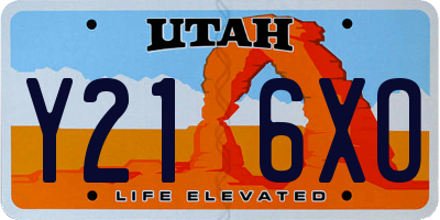 UT license plate Y216XO