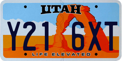 UT license plate Y216XT