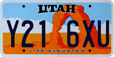 UT license plate Y216XU