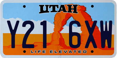 UT license plate Y216XW