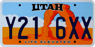 UT license plate Y216XX