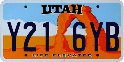 UT license plate Y216YB
