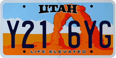 UT license plate Y216YG
