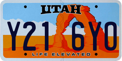UT license plate Y216YO