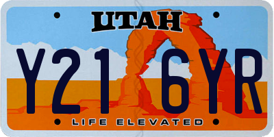 UT license plate Y216YR