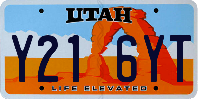 UT license plate Y216YT