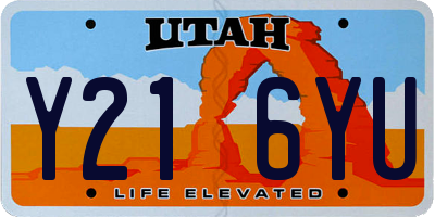 UT license plate Y216YU
