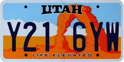 UT license plate Y216YW