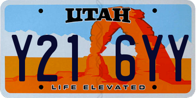 UT license plate Y216YY