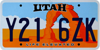 UT license plate Y216ZK