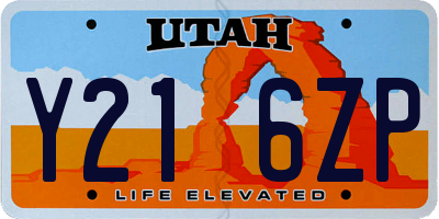 UT license plate Y216ZP