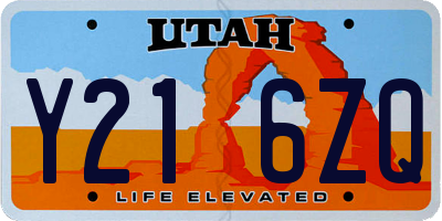 UT license plate Y216ZQ