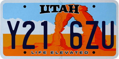 UT license plate Y216ZU