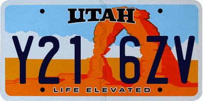 UT license plate Y216ZV