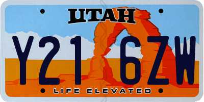 UT license plate Y216ZW