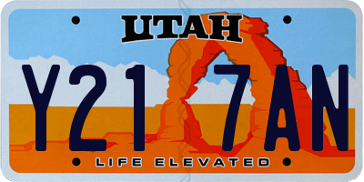 UT license plate Y217AN