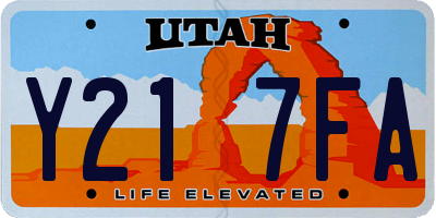 UT license plate Y217FA