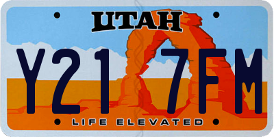 UT license plate Y217FM
