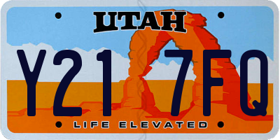 UT license plate Y217FQ