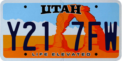 UT license plate Y217FW
