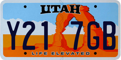 UT license plate Y217GB