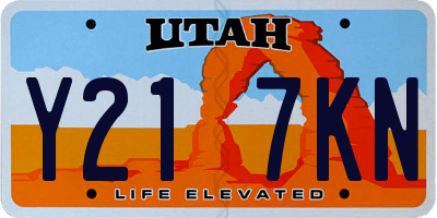 UT license plate Y217KN