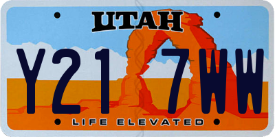 UT license plate Y217WW