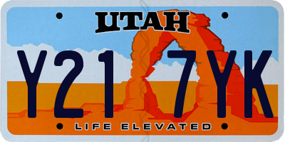 UT license plate Y217YK