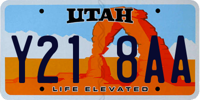 UT license plate Y218AA