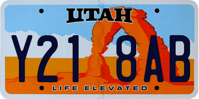 UT license plate Y218AB