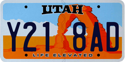 UT license plate Y218AD