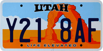 UT license plate Y218AF