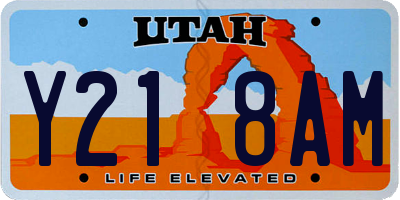 UT license plate Y218AM