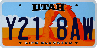 UT license plate Y218AW