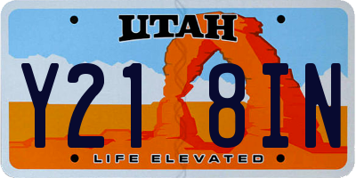 UT license plate Y218IN