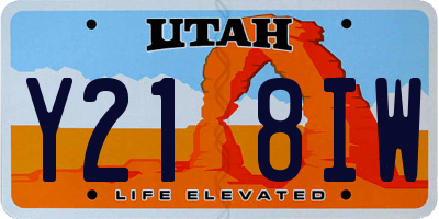 UT license plate Y218IW