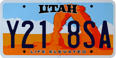 UT license plate Y218SA