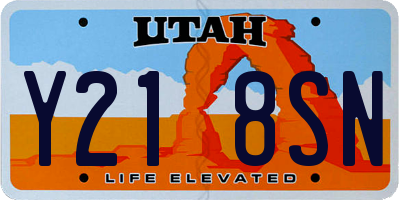 UT license plate Y218SN