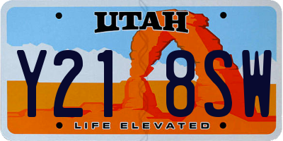 UT license plate Y218SW