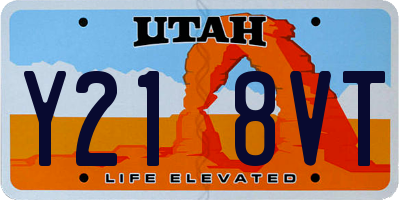 UT license plate Y218VT