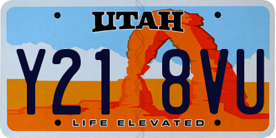 UT license plate Y218VU