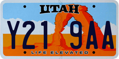 UT license plate Y219AA
