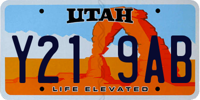 UT license plate Y219AB